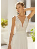 Ivory Lace Chiffon Chic Flowing Wedding Dress